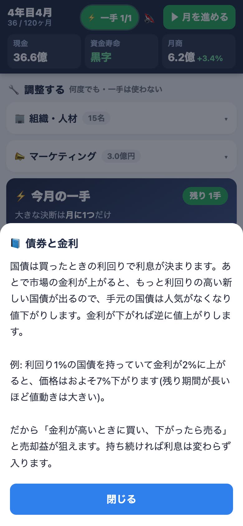 用語「債券と金利」の解説が開いた画面